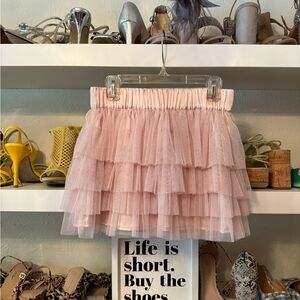 Vintage Forever 21 Pale Pink Tiered Tulle Mini Skirt